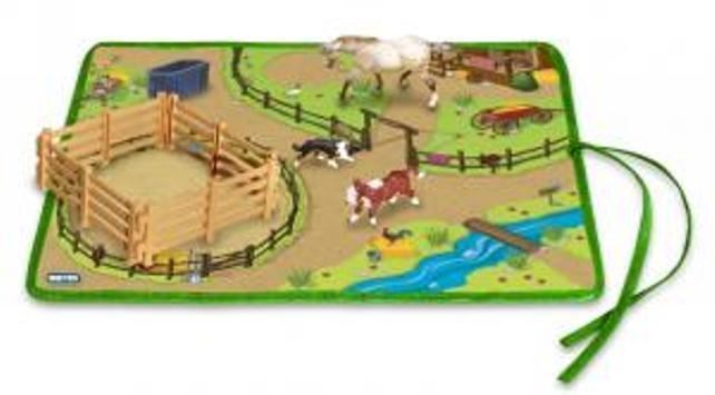 Juguete BREYER set animales de la granja western, con tapiz